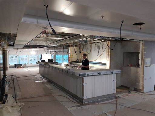 The bar is taking shape in the Britannia Lounge